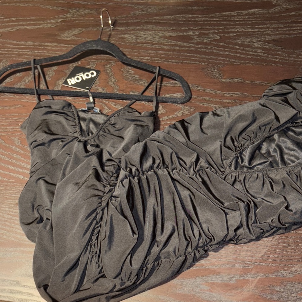 Lovely Day Elegant Black Spaghetti Strap Dress - Picture 3 of 5